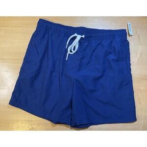 NWT Men's Amazon Essential Blue Swim Trunks Drawstring Elastic Waist Size Large